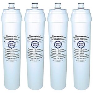 kleenwater filters and membrane compatible with micro max 6500 reverse osmosis system, set of 4, made in usa