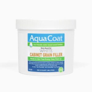 aqua coat water based white cabinet wood grain filler gel, fast drying, low odor white wood filler, premium cabinet grain filler for upgrades, repairs & restorations. (quart)