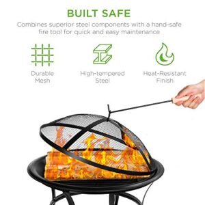 Best Choice Products 22-inch Outdoor Patio Steel Fire Pit Bowl BBQ Grill for Backyard, Camping, Picnic, Bonfire, Garden w/Spark Screen Cover, Log Grate, Poker