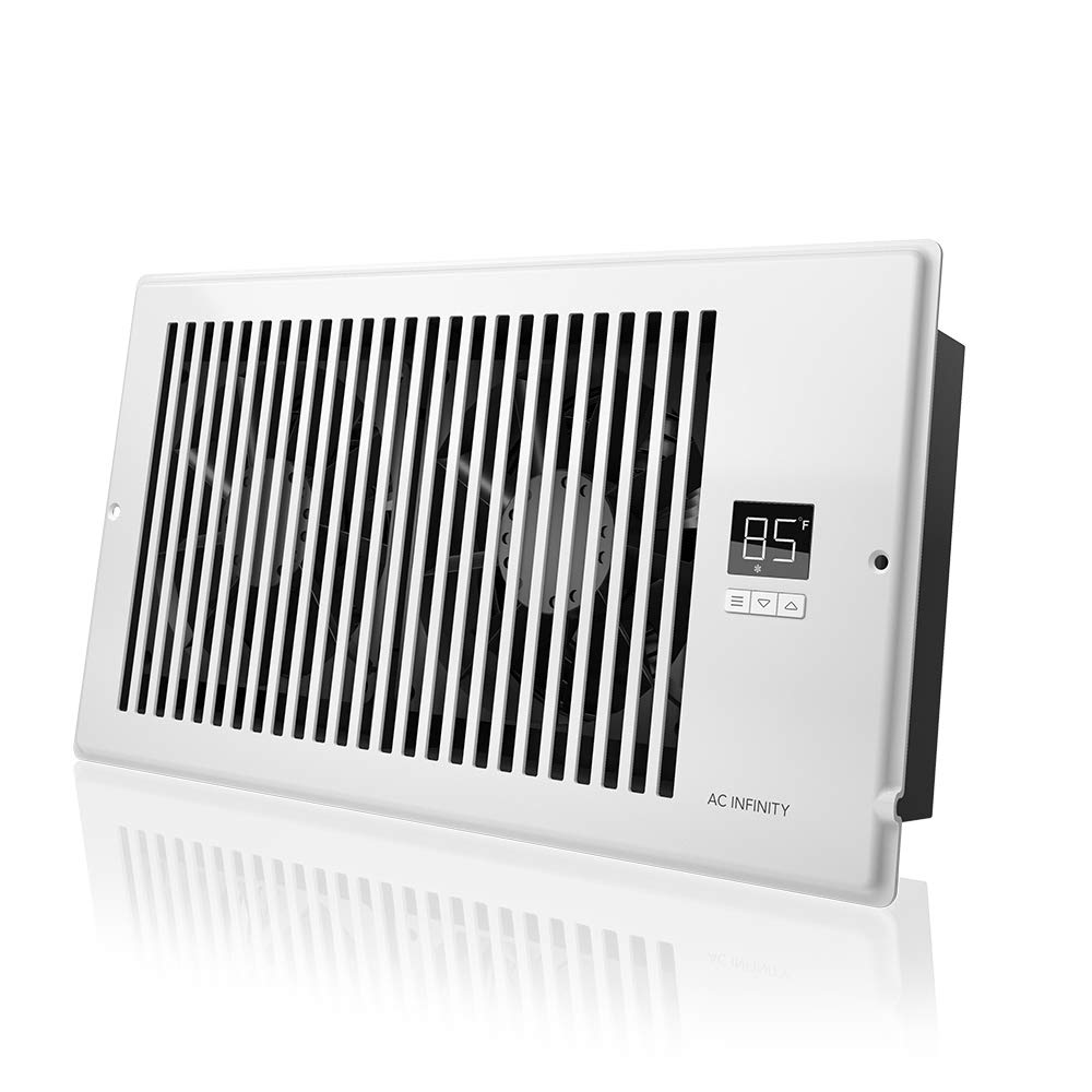 AC Infinity AIRTAP T6, Quiet Register Booster Fan with Thermostat 10-Speed Control, Heating Cooling AC Vent, Fits 6” x 12” Register Holes, White