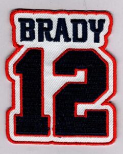 tom brady patch - jersey number football sew or iron-on embroidered patch 2 1/4 x 2 3/4"
