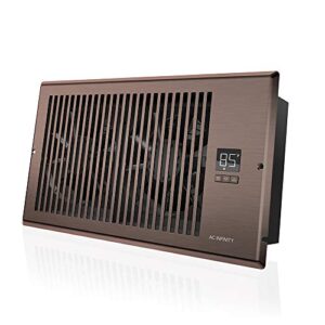 ac infinity airtap t6, quiet register booster fan with thermostat 10-speed control, heating cooling ac vent, fits 6” x 12” register holes, bronze
