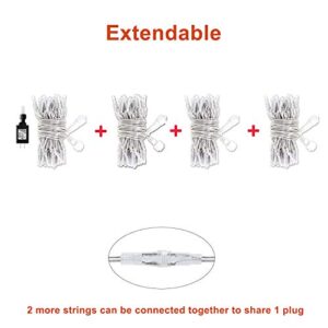 Aluan Christmas Lights Extendable Fairy String Lights 100 LED 33ft+10ft 8 Modes Waterproof Plug in Icicle Lights for Party Wedding Christmas Tree, Window Curtain Patio Decoration