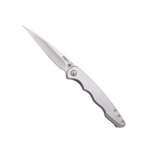 crkt flat out edc folding pocket knife: everyday carry, satin blade, assisted open, frame lock, stainless steel handle, deep carry pocket clip 7016