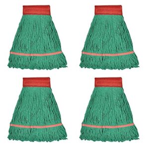 loop-end mop heads refill cotton/synthetic large size, for home commercial, and industrial use 18-inch, green 4-pack