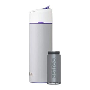 astrea one premium stainless steel filtering water bottle, 20 oz, meets nsf/ansi standards 42, 53, and 401, independently certified, (new & improved) (gray/purple)
