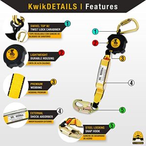 KwikSafety - Charlotte, NC - Cobra Web 6' Self Retracting Lifeline [NO Tangle + External Shock Absorber] Class A SRL ANSI OSHA Retractable Fall Arrest Construction Roofing PPE Gear