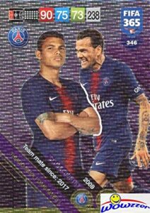 thiago silva & dani alves paris saint-germain 2019 panini adrenalyn xl fifa 365 club & country insert card! awesome special card imported from europe! shipped in ultra pro top loader to protect it