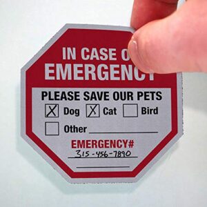 SmartSign “in Case of Emergency Please Save Our Pets" Pet Rescue Decal Set | Two 4"x4" & One 2.75"x2.75" Engineer Grade Reflective Adhesive Labels