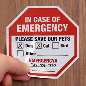 SmartSign “in Case of Emergency Please Save Our Pets" Pet Rescue Decal Set | Two 4"x4" & One 2.75"x2.75" Engineer Grade Reflective Adhesive Labels