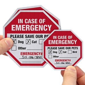 SmartSign “in Case of Emergency Please Save Our Pets" Pet Rescue Decal Set | Two 4"x4" & One 2.75"x2.75" Engineer Grade Reflective Adhesive Labels