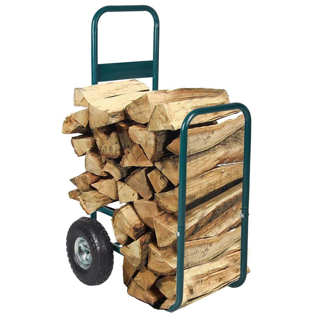 Firewood Log Rack Carrier Cart-220 LB Weight Capacity Wood Rack Storage Mover with Rolling Wheel for Indoor & Outdoor Use