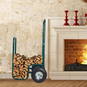 Firewood Log Rack Carrier Cart-220 LB Weight Capacity Wood Rack Storage Mover with Rolling Wheel for Indoor & Outdoor Use