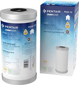 pentair omnifilter pb35-10 carbon water filter, 10-inch, whole house premium heavy duty carbon block lead reduction replacement cartridge, 10" x 4.5", 0.5 micron