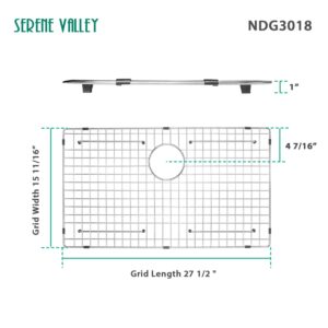 Serene Valley Kitchen Sink Bottom Grid and Sink Protector NDG3018, 304 Premium Stainless Steel, dim 27 1/2" x 15 11/16"