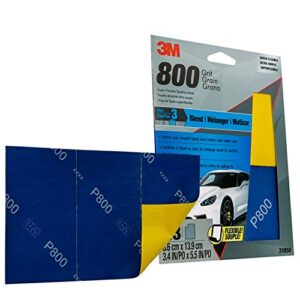 3M Super Flexible Sanding Sheets, 31850, 800 Grit, 3.4 in x 5.5 in, 3 Sheets Per Pack