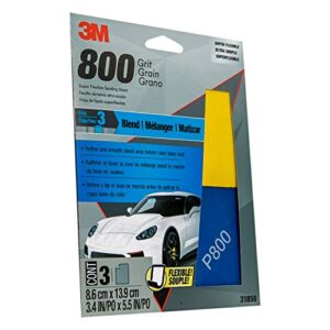 3M Super Flexible Sanding Sheets, 31850, 800 Grit, 3.4 in x 5.5 in, 3 Sheets Per Pack