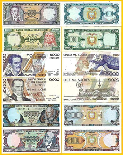 EC 1988 ECUADOR FLAWLESS 1988-99 COMPLETE DENOMINATION SET! 11 DIFF SCARCE BANKNOTES!! Gem Crisp Uncirculated