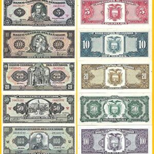 EC 1988 ECUADOR FLAWLESS 1988-99 COMPLETE DENOMINATION SET! 11 DIFF SCARCE BANKNOTES!! Gem Crisp Uncirculated