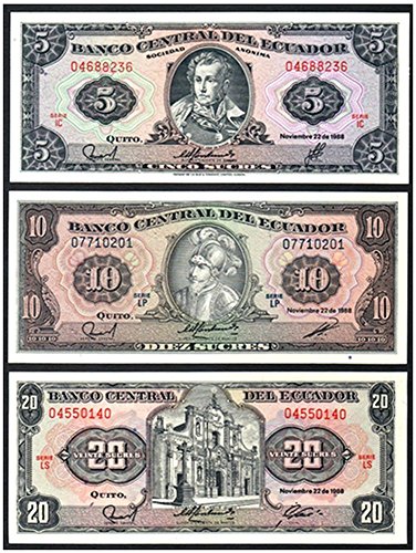 EC 1988 ECUADOR FLAWLESS 1988-99 COMPLETE DENOMINATION SET! 11 DIFF SCARCE BANKNOTES!! Gem Crisp Uncirculated