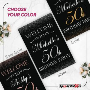 Custom Welcome Sign for Birthday Party - 50th Birthday Sign - 50th Birthday Party Welcome Sign - Personalized Birthday Banner – Welcome Poster for Birthday