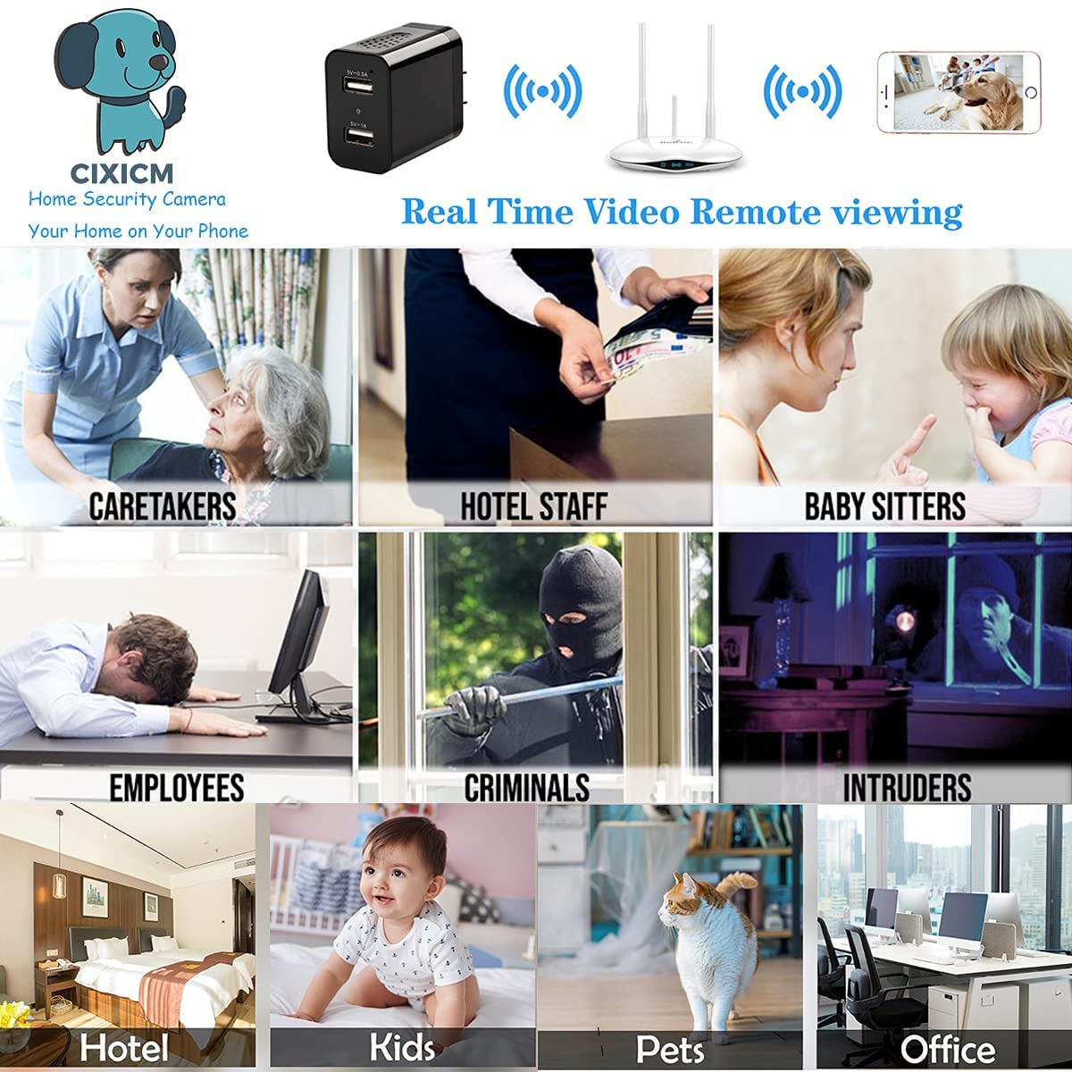 Spy Camera Hidden Camera - WiFi Hidden Camera Charger with Remote View- HD 1080P - Spy Cam - Nanny Cam Hidden Camera - Small Secret Camera - Premium Indoor Hidden Security Camera- Motion Detection