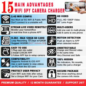 Spy Camera Hidden Camera - WiFi Hidden Camera Charger with Remote View- HD 1080P - Spy Cam - Nanny Cam Hidden Camera - Small Secret Camera - Premium Indoor Hidden Security Camera- Motion Detection