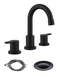 rkf bathroom faucets for sink 3 hole matt black 8 inch widespread bathroom sink faucet with drain double lever handle faucet bathroom vanity faucet basin mixer tap faucet with hose&deck wf015mb