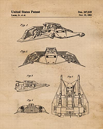 Vintage Star Vessels Patent Prints, 4 (8x10) Unframed Photos, Wall Art Decor Gifts Under 20 for Home Office NASA Creator Studio Garage Shop Man Cave Student Teacher Coach Comic-Con Wars Movies Fan