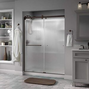 delta shower doors sd3957028 classic semi-frameless contemporary sliding shower 60"x71", bronze track