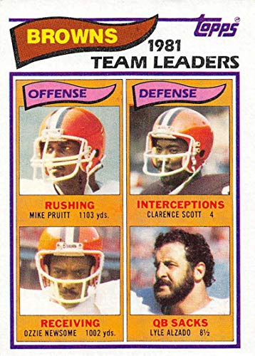 1982 Topps Football #55 Mike Pruitt/Clarence Scott/Ozzie Newsome/Lyle Alzado Cleveland Browns TL