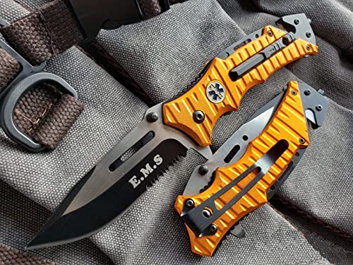 8.25 Orange Emergency EMT EMS Rescue Handy Medical Pocket Folding Knife