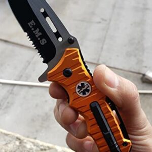 8.25 Orange Emergency EMT EMS Rescue Handy Medical Pocket Folding Knife