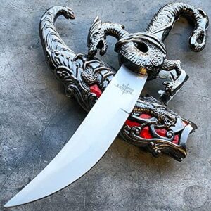 wslhfeo 10" silver/red carbon steel hunting tactical fixed blade fantasy l8