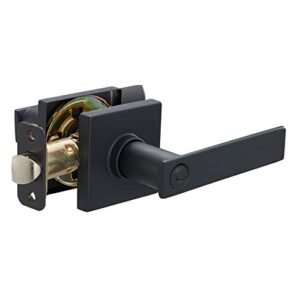 amazon basics contemporary stamford door lever with lock, entry, matte black
