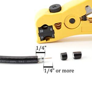 Premium Coaxial Cable Cutter/Prepping Tool for RG59, RG6, RG7, and RG11 - Stripping Tool for Category Cable- CAT6 CAT5 CAT3 Stripper - Universal for coaxial and cat wire