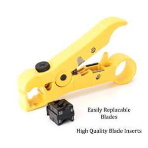 Premium Coaxial Cable Cutter/Prepping Tool for RG59, RG6, RG7, and RG11 - Stripping Tool for Category Cable- CAT6 CAT5 CAT3 Stripper - Universal for coaxial and cat wire