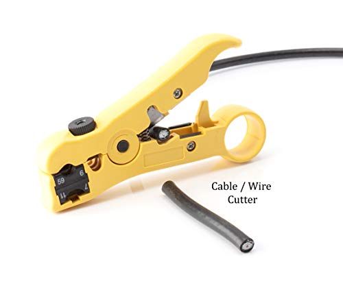 Premium Coaxial Cable Cutter/Prepping Tool for RG59, RG6, RG7, and RG11 - Stripping Tool for Category Cable- CAT6 CAT5 CAT3 Stripper - Universal for coaxial and cat wire