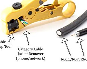 Premium Coaxial Cable Cutter/Prepping Tool for RG59, RG6, RG7, and RG11 - Stripping Tool for Category Cable- CAT6 CAT5 CAT3 Stripper - Universal for coaxial and cat wire