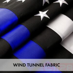 G128 Thin Blue Line Flag | 3x5 Ft | StormFlyer Series Embroidered 220GSM Spun Polyester | Duty and Honor Flag, Embroidered Design, Indoor/Outdoor, Brass Grommets, Heavy Duty, All Weather