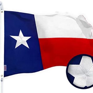 G128 Texas State Flag | 3x5 Ft | StormFlyer Series Embroidered 220GSM Spun Polyester | Embroidered Design, Indoor/Outdoor, Brass Grommets, Heavy Duty, All Weather