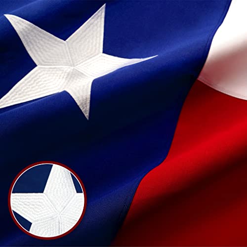 G128 Texas State Flag | 3x5 Ft | StormFlyer Series Embroidered 220GSM Spun Polyester | Embroidered Design, Indoor/Outdoor, Brass Grommets, Heavy Duty, All Weather