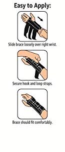 Amazon Brand - Solimo Copper Wrist Splint, Right Hand, One Size, Black