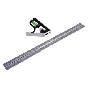 Combination Square 300mm 12-Inch Heavy Duty Professional Inch/Metric Stainless Steel Level & Tool,Metal-Body Carpenter's Tool,12" (Combination Square)