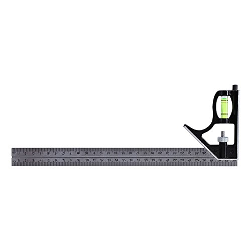 Combination Square 300mm 12-Inch Heavy Duty Professional Inch/Metric Stainless Steel Level & Tool,Metal-Body Carpenter's Tool,12" (Combination Square)