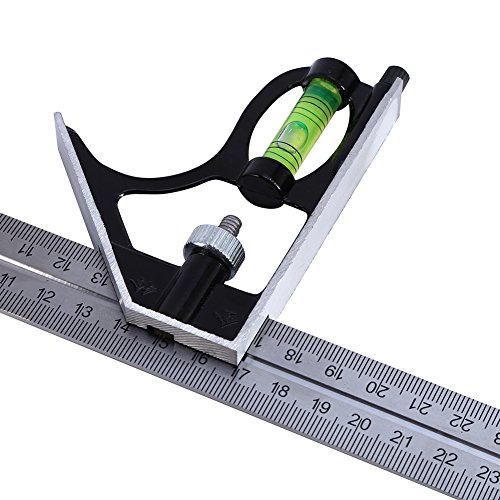 Combination Square 300mm 12-Inch Heavy Duty Professional Inch/Metric Stainless Steel Level & Tool,Metal-Body Carpenter's Tool,12" (Combination Square)