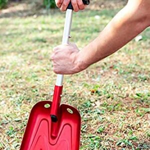 FridLife Folding Snow Shovel, Rugged Compact Emergency Tool for Car, Snowmobiles, or ATV – Compact Winter Survival Gear for Camping, 2 Piece Collapsible Hand Shovel, Lightweight Aluminum - Red