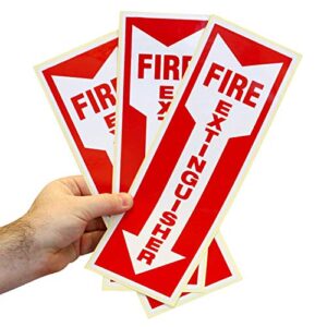 smartsign reflective fire extinguisher sign label with down arrow (pack of 3) 4" x 12" vertical sign, engineer grade reflective stickers/decals