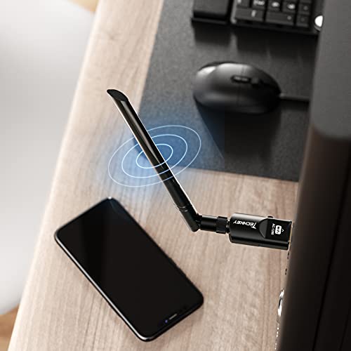 USB WiFi Adapter 1200Mbps Techkey USB 3.0 WiFi Dongle 802.11 ac Wireless Network Adapter with Dual Band 2.42GHz/300Mbps 5.8GHz/866Mbps 5dBi High Gain Antenna for Desktop Windows XP/Vista / 7-10