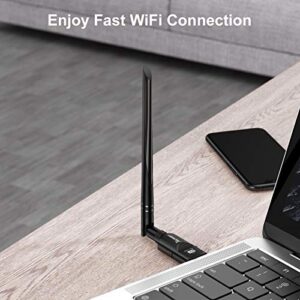 USB WiFi Adapter 1200Mbps Techkey USB 3.0 WiFi Dongle 802.11 ac Wireless Network Adapter with Dual Band 2.42GHz/300Mbps 5.8GHz/866Mbps 5dBi High Gain Antenna for Desktop Windows XP/Vista / 7-10